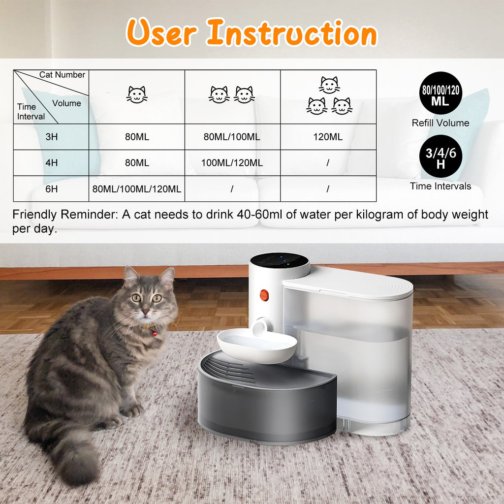 1Pc Smart Pet Fontaine d'eau Distributeur automatique d'eau de chat 3L sans fil Rechargeable Dog Wa