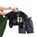 Boys' Two-Piece Set with Letter Print Short Sleeves