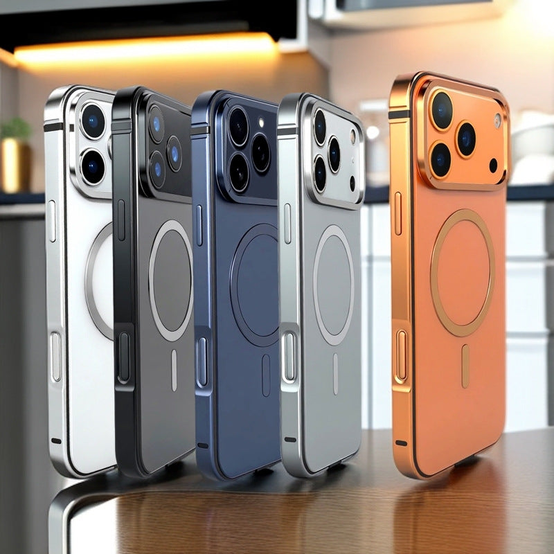 Boîtier magnétique couleur originale avec cadre métallique pour téléphones