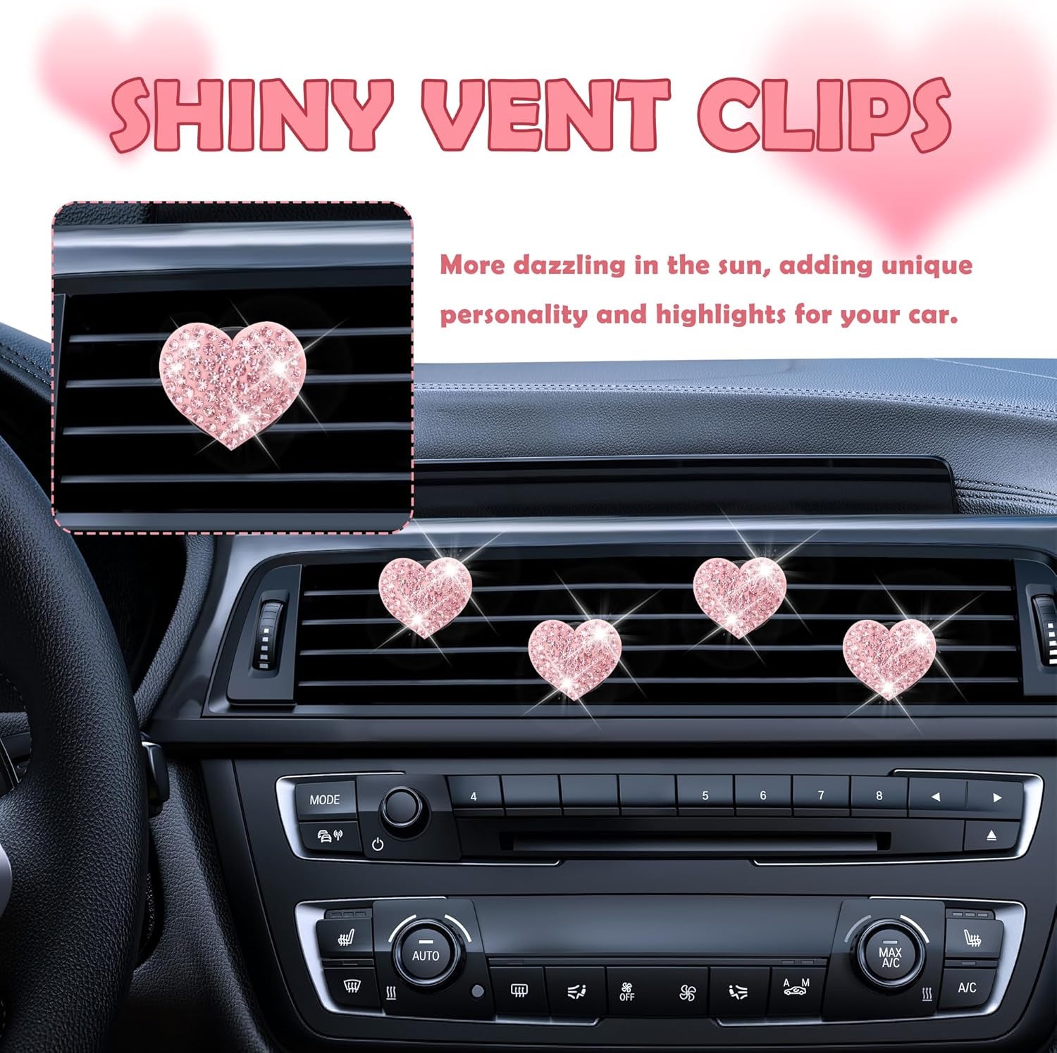Resin Heart Strass Car Air Vent Perfume Clip