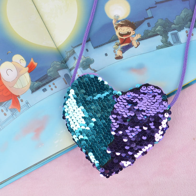 Sac à langer pailleté aime les pièces de monnaie pour enfants