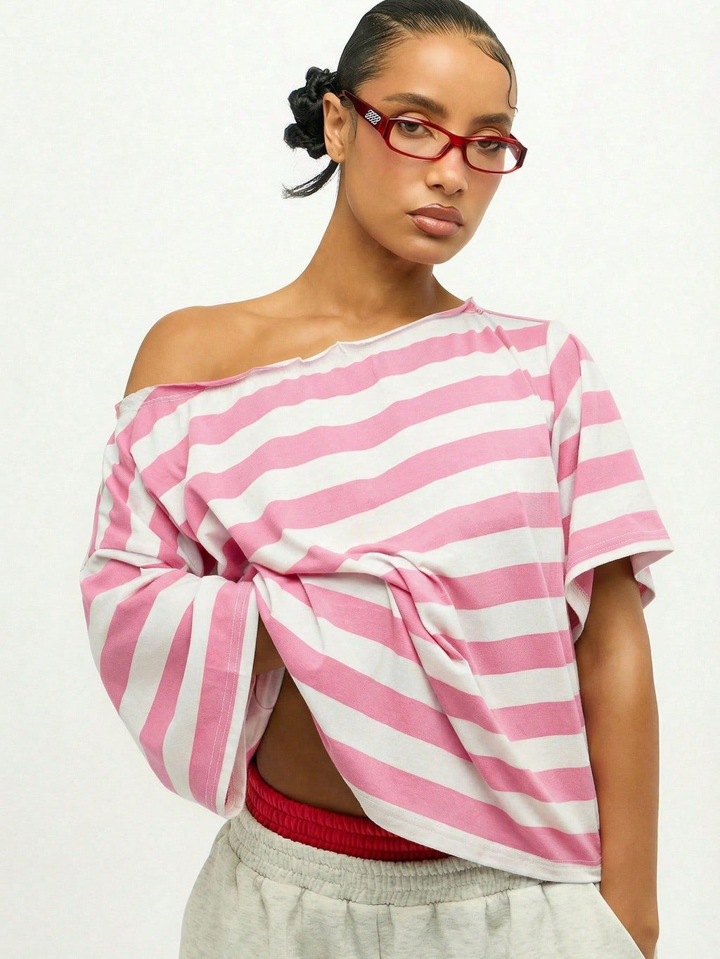 Haut à manches courtes de style américain Retro rayé