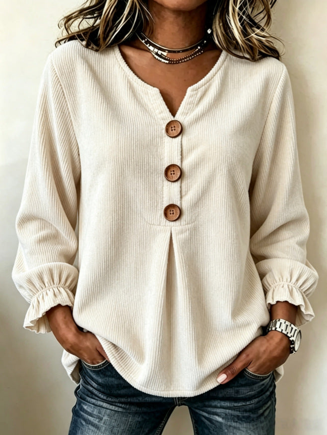 Blouse Corduroy à manches longues pour femmes