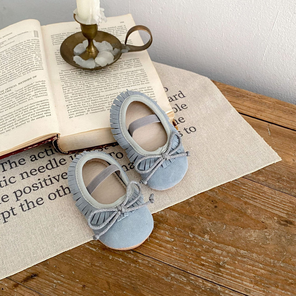 Printemps véritable en cuir bébé filles chaussures Big Bow couvert frange antidérapant résistant à l'usure doux