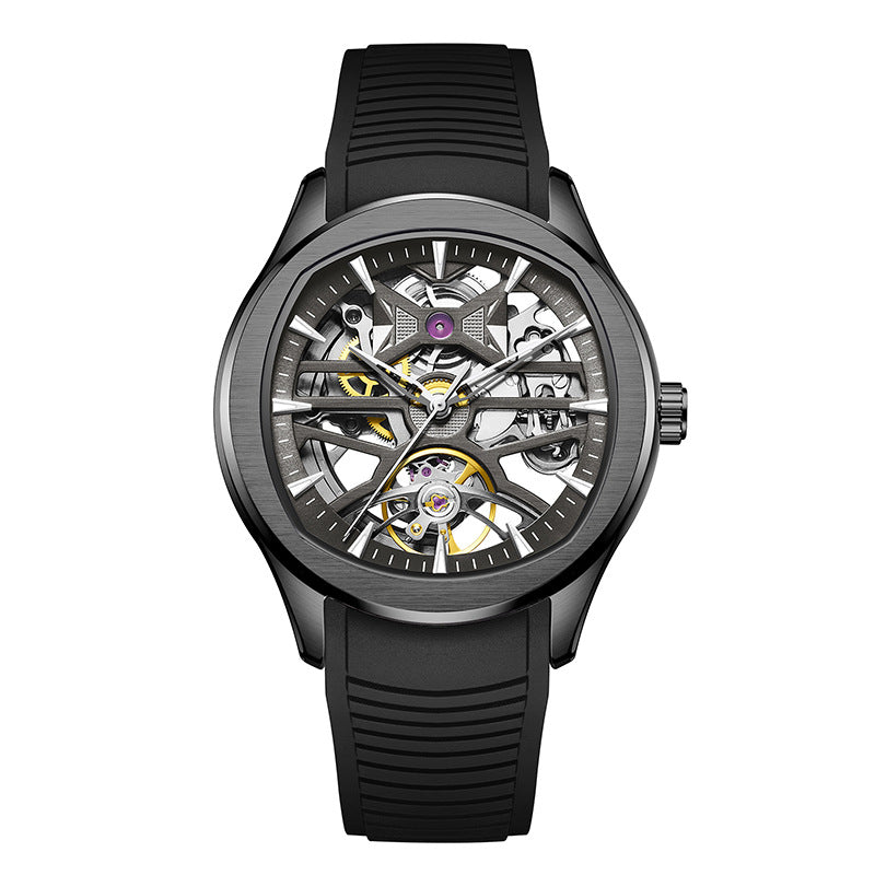 Montre homme avec un cadran mécanique transparent
