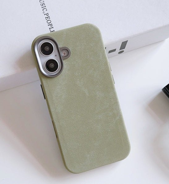 Étui de téléphone en cuir magnétique en flanelle