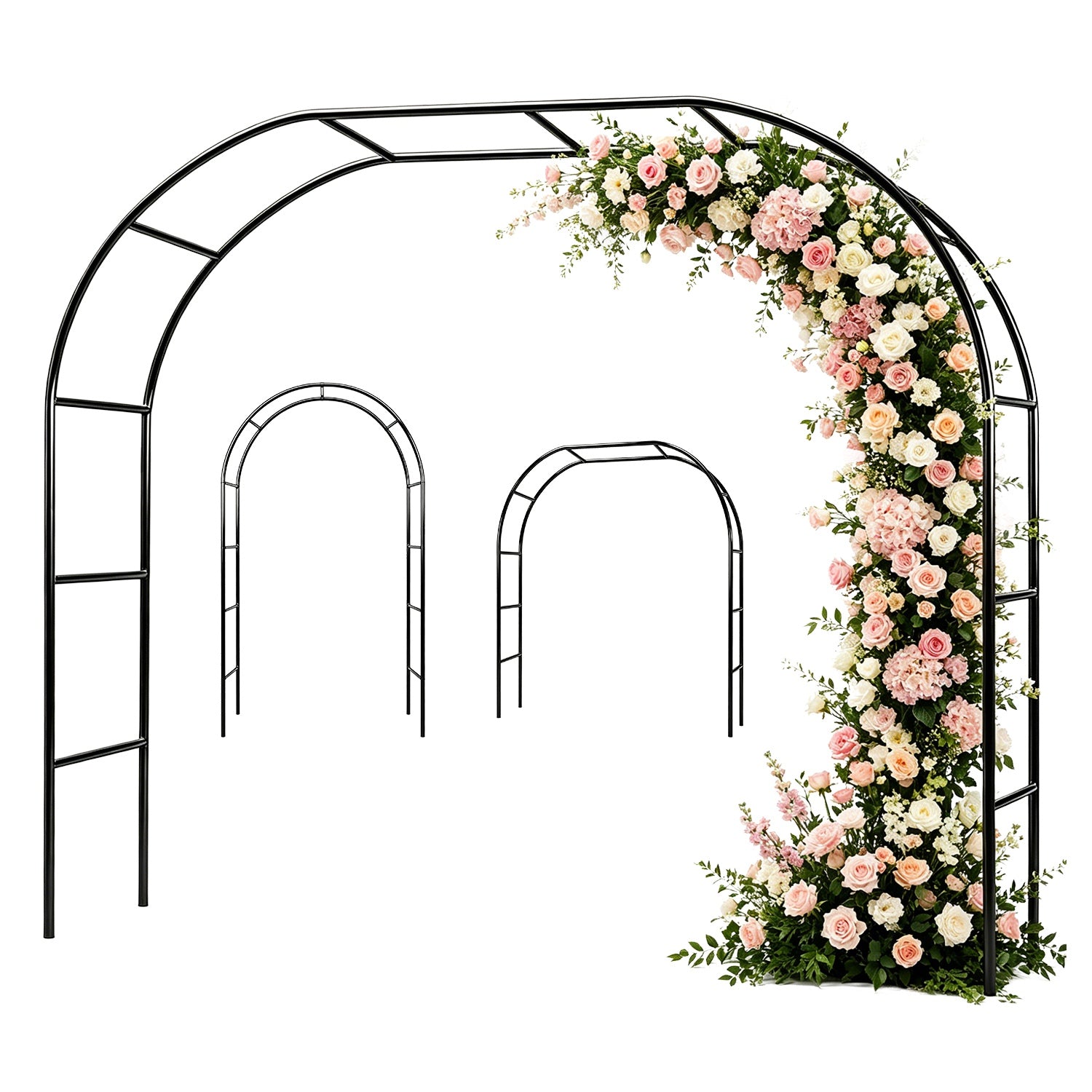 2Pcs ou 1Pcs Options 7.87Ft H X 4.59Ft W Arches de jardin en métal réglable Bricolage extérieur Trelli