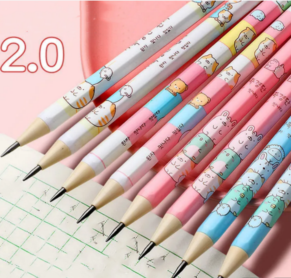 Crayon mécanique 2.0 pour enfants avec cœur épais remplaçable