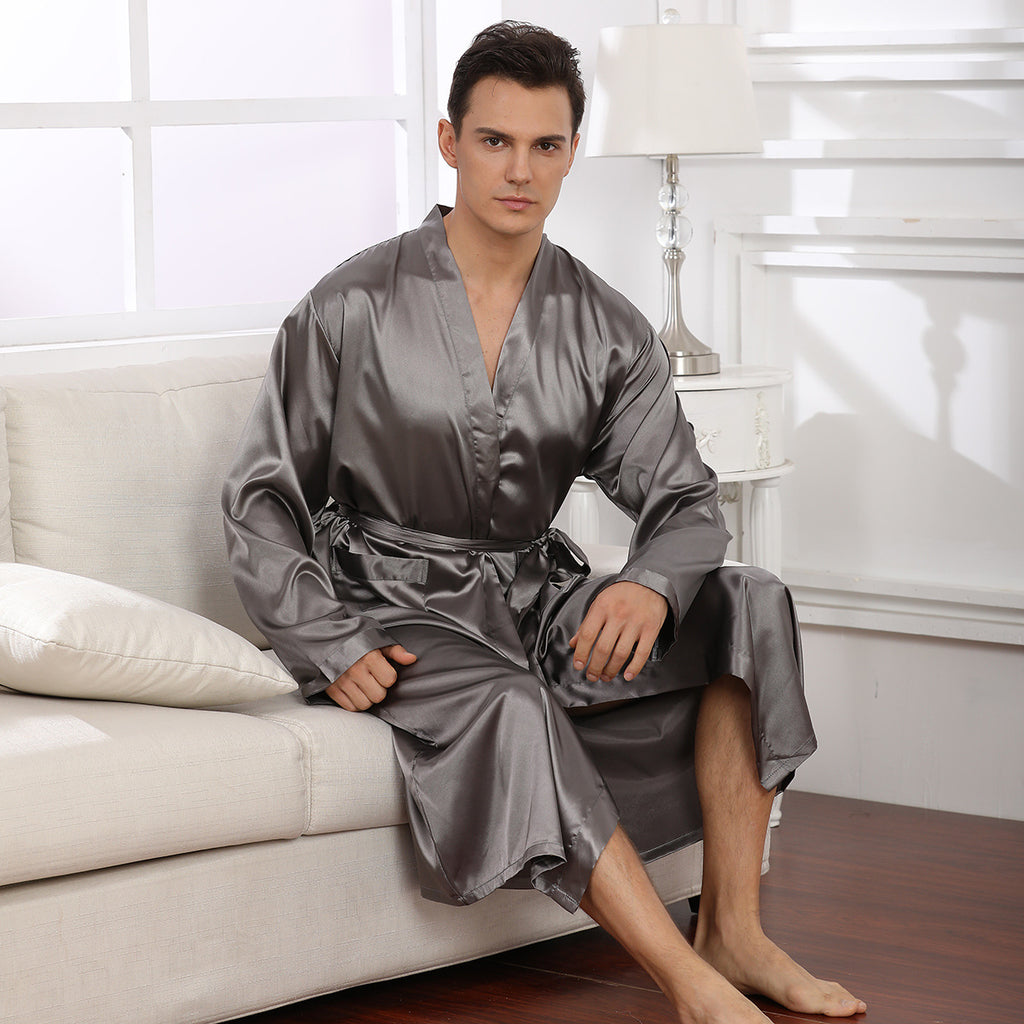 Robe homme ultra-mince cardigan chemise de nuit Loose Plus Taille