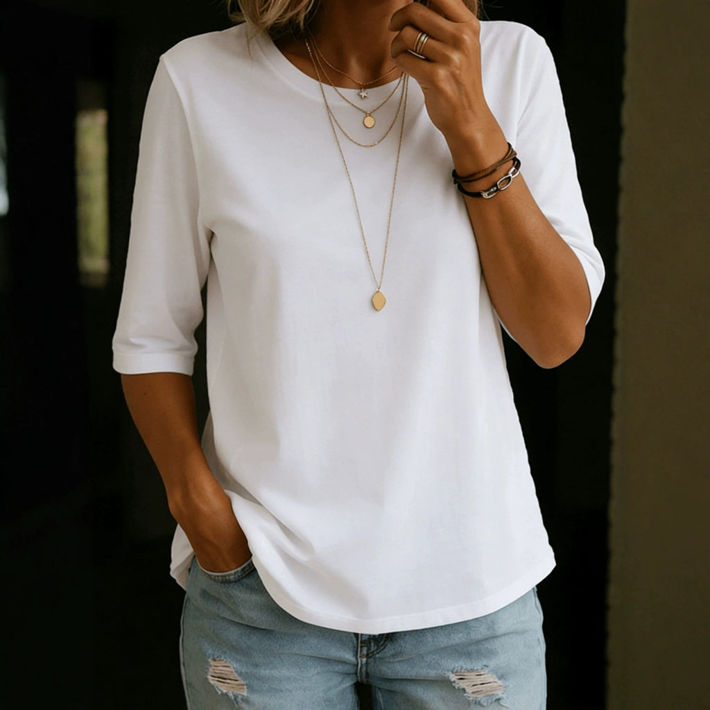 Set T-shirt 3 pièces pour femmes Simple et Casual Solid Color Muji-style