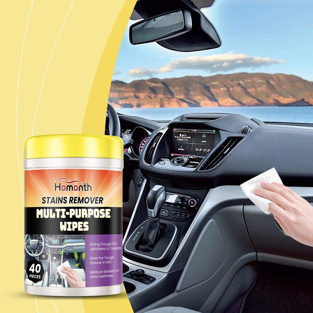 Wipes de nettoyage intérieur de l'automobile HOMONTH