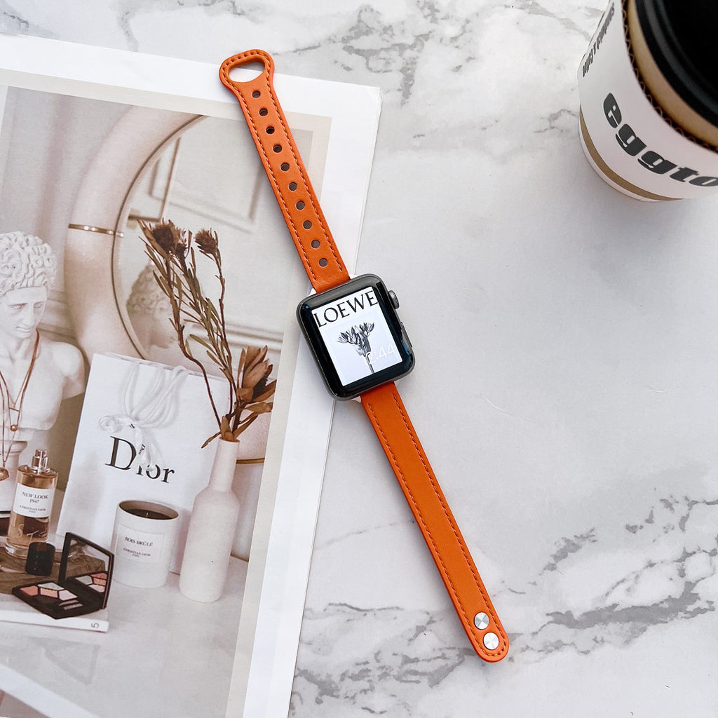 Iwatch7 Petit bracelet en cuir taille barbour Iwatch Iwatch123456se Double ongles mince modèle