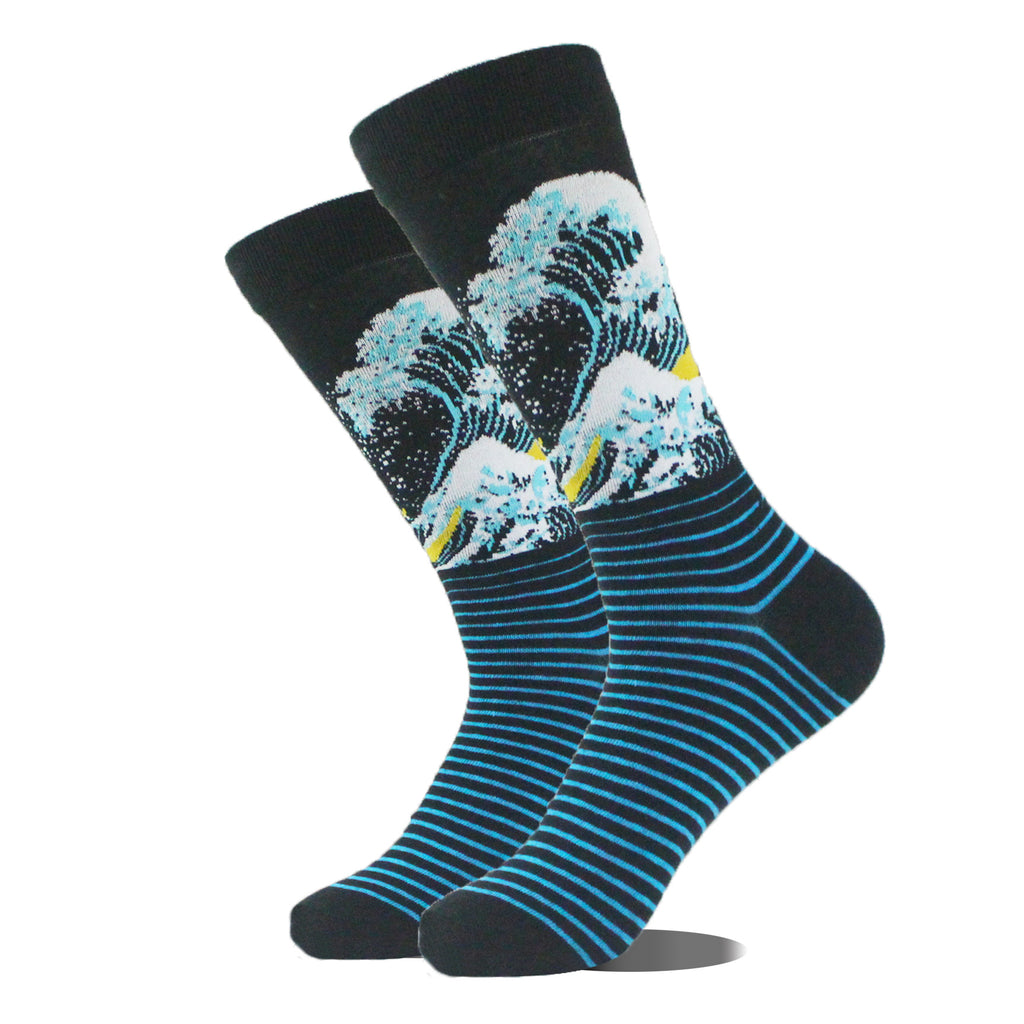 Peinture à l'huile rétro cartoon animal homme Chaussettes mi-calf