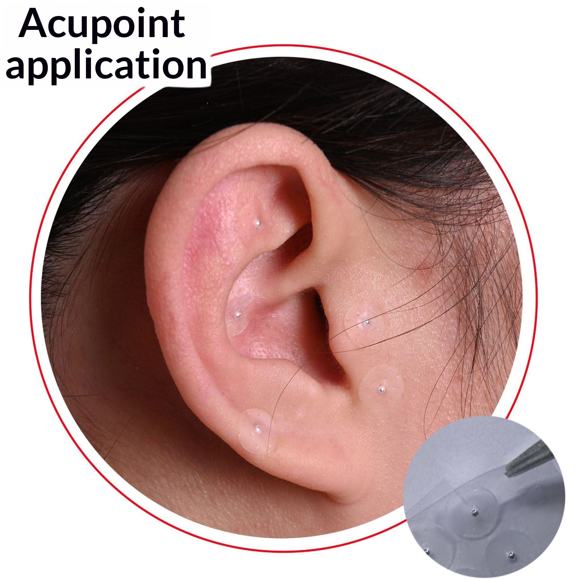 Stimulation par pression d'acupoint Or et perles d'argent Patches d'oreille transparentes