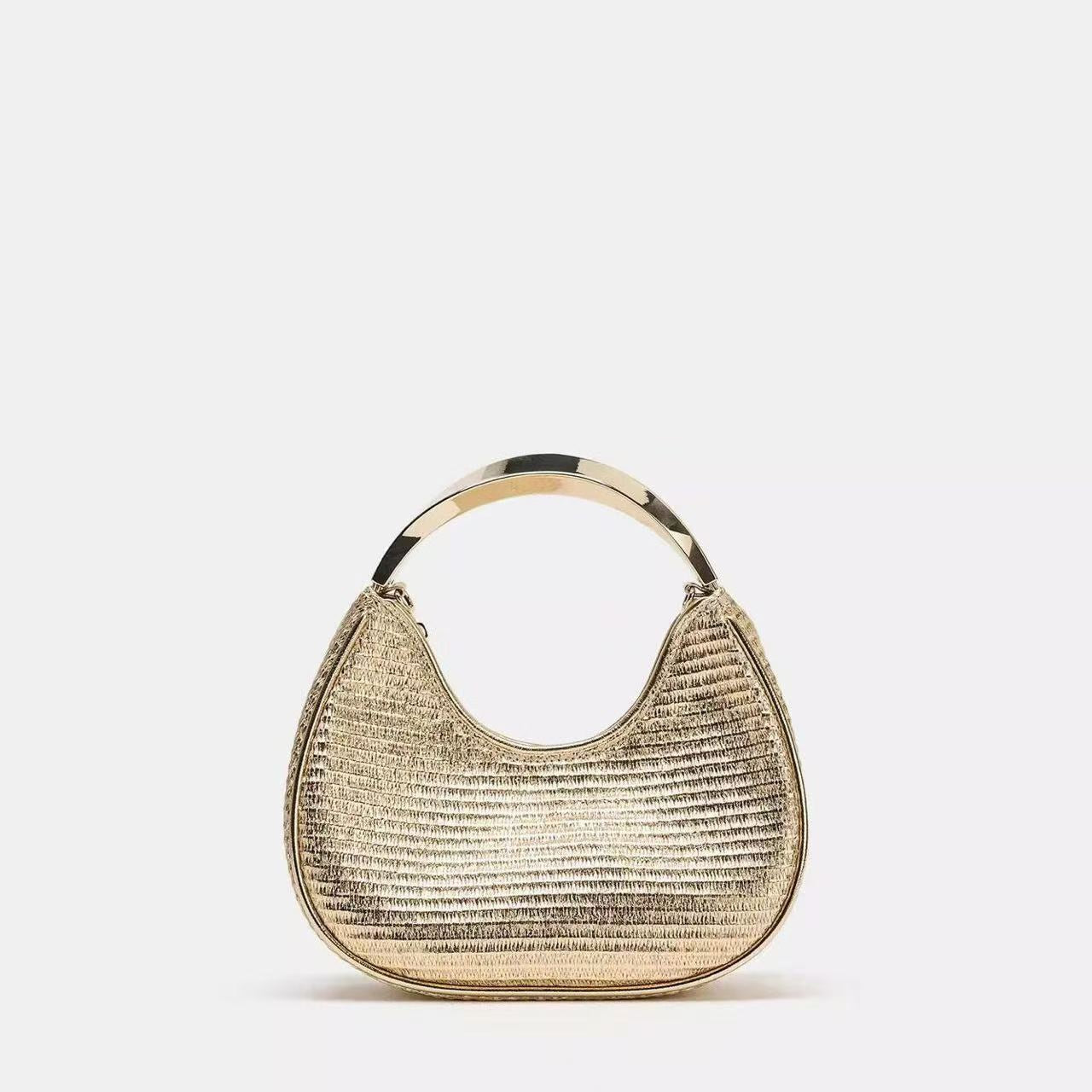 Sac de corps en chaîne tissé pour femmes avec poignée en métal