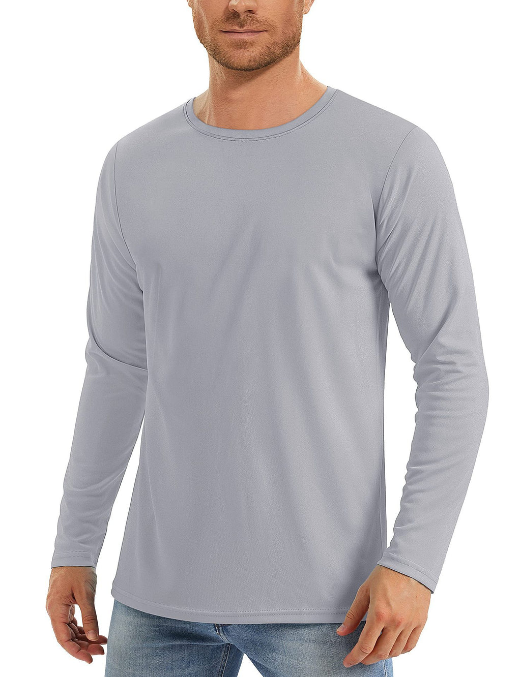 Hommes Solid Color Crew Neck Protection du soleil manches longues Shirts Uv Protection Respirant Runni