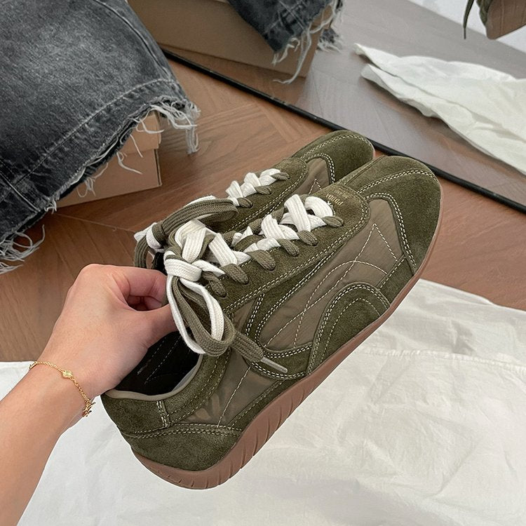 Femmes Retro Suede Allemand Chaussures de formation Lace Up Casual Sneakers Polyvalent Confortable Wo