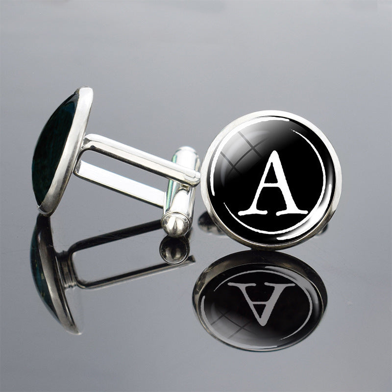 26 Lettre anglaise Cufflinks Metal Time Gem