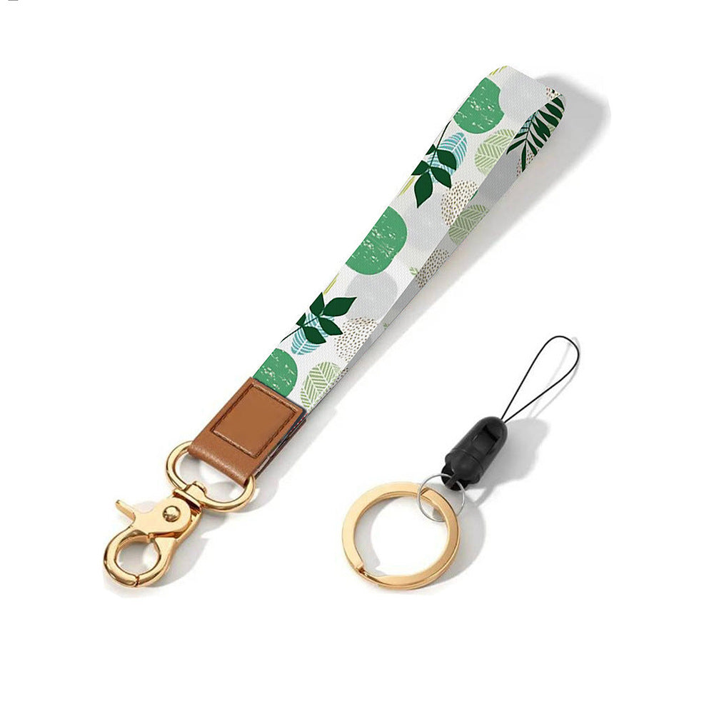 Leather-Polyester Wrist-Neck Lanyard porte-clés à double usage