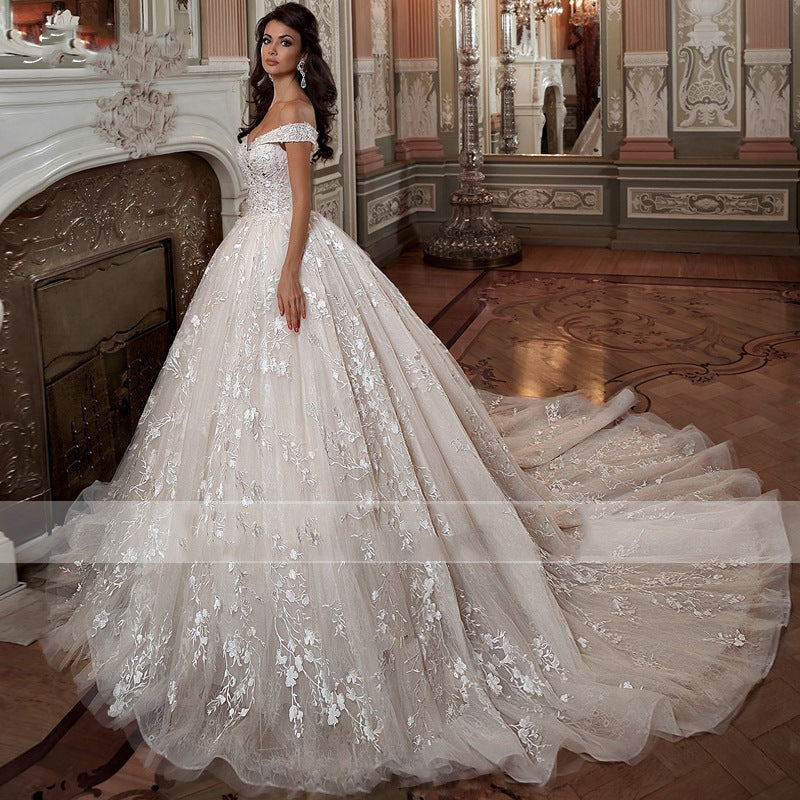 Hors-épaule Robe de mariée de style français style Mori Trailing Simple petite robe de mariée