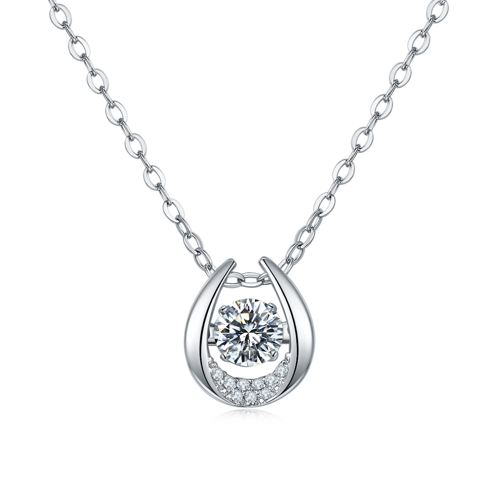 S925 Argent Sterling 0.5ct D Couleur VVS1 Moissanite Collier en fer à cheval 45cm Platine plaquée