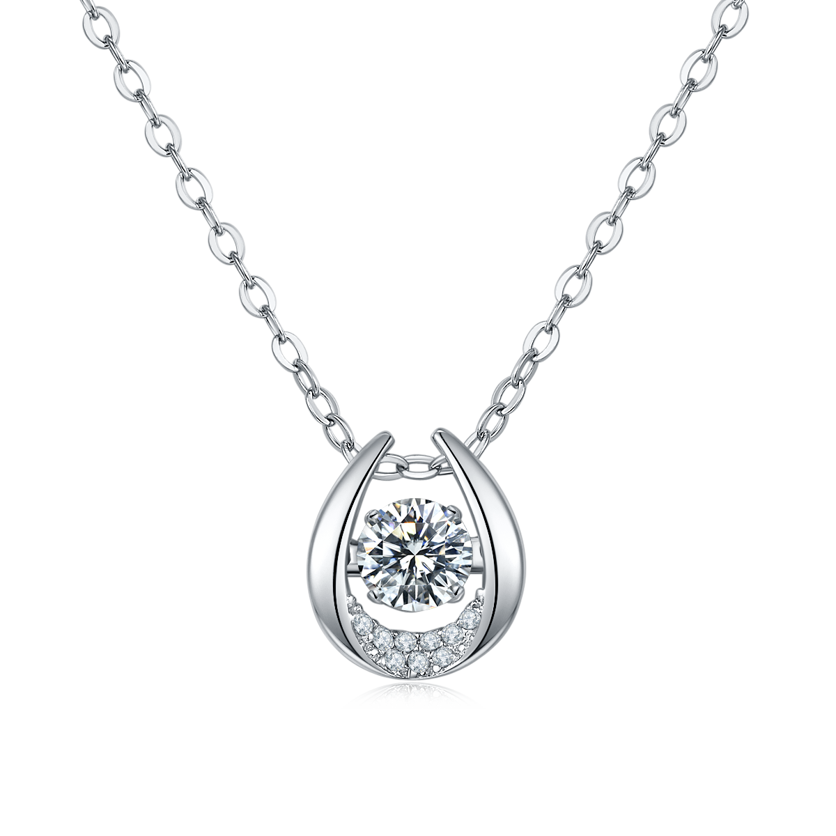 S925 Argent Sterling 0.5ct D Couleur VVS1 Moissanite Collier en fer à cheval 45cm Platine plaquée