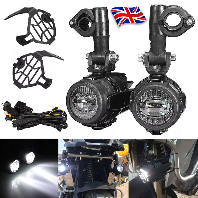 2x Black Motorcycle LED Spot Light Lampe de phare auxiliaire