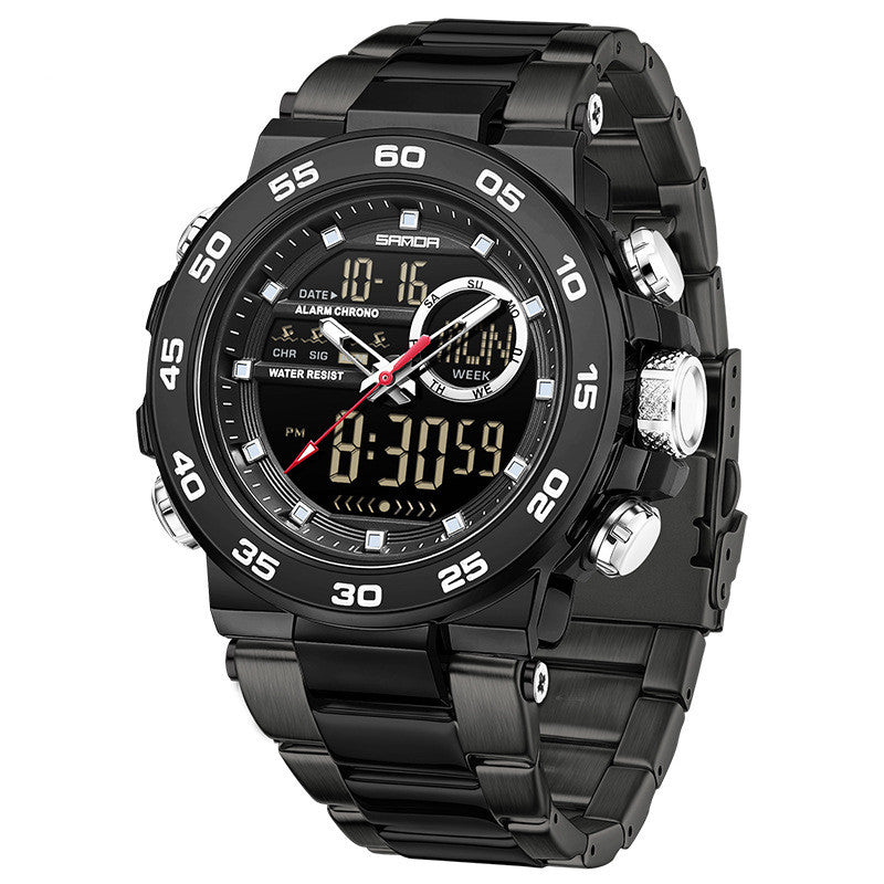 Simple Grand cadran Montre numérique étudiante à trois mains