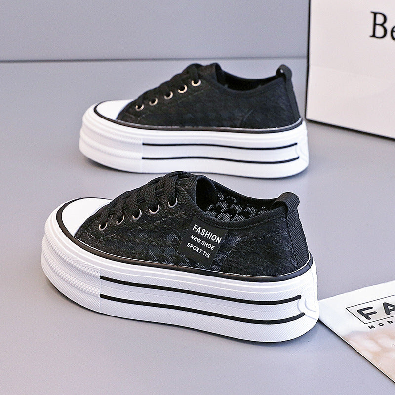 Femmes d'été Breathable Dentelle Mesh Chaussures avec 5cm de semelle épaisse pour augmenter la hauteur
