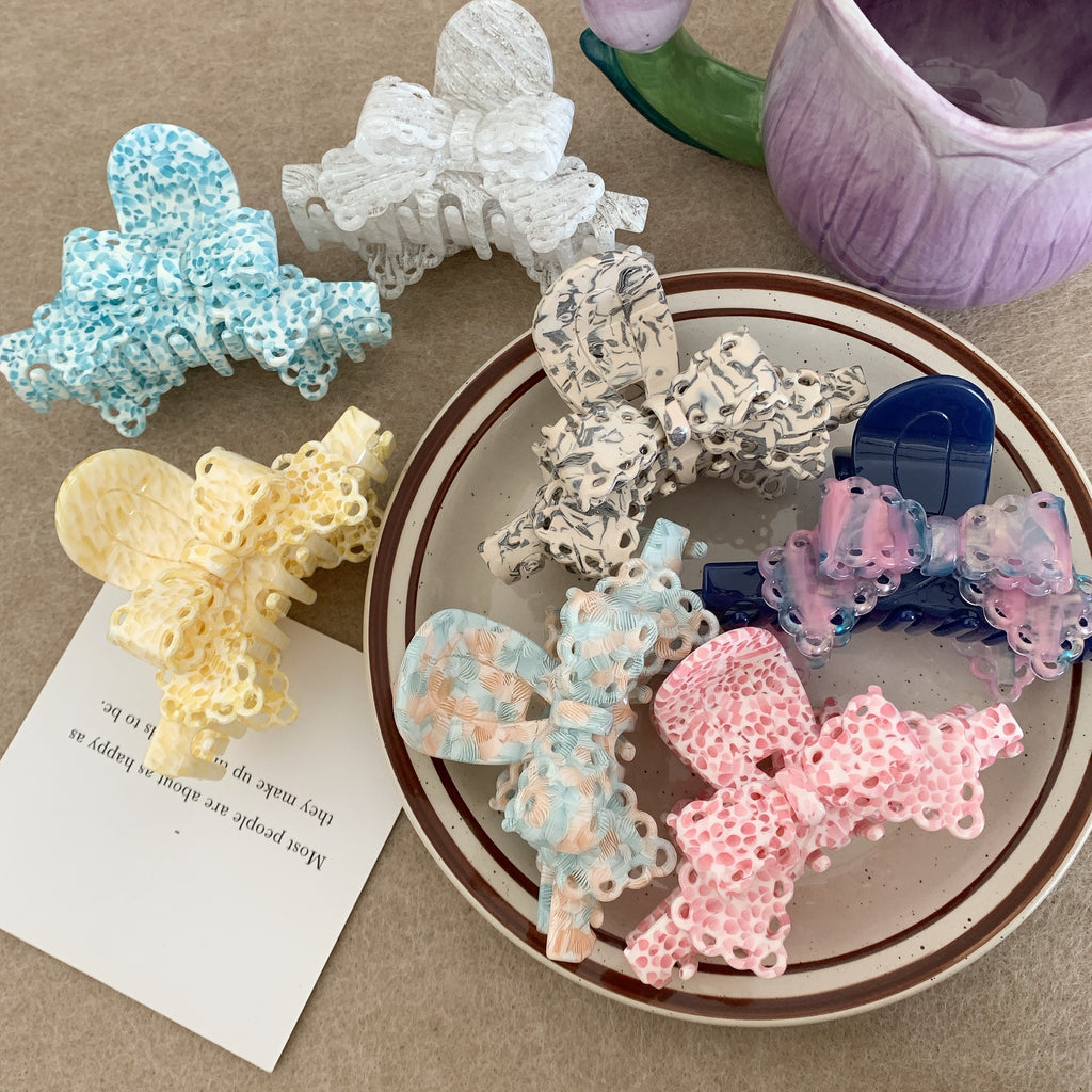 Acétate Dentelle Bow Barrettes Sweet Temperament Girl