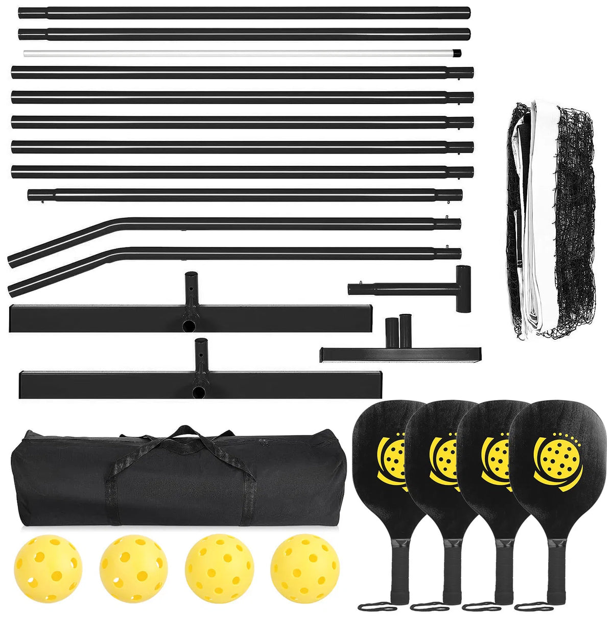 Set de filet de pickleball portable de taille de règlement 22ft Système de filet de pickle avec 4 pickleb