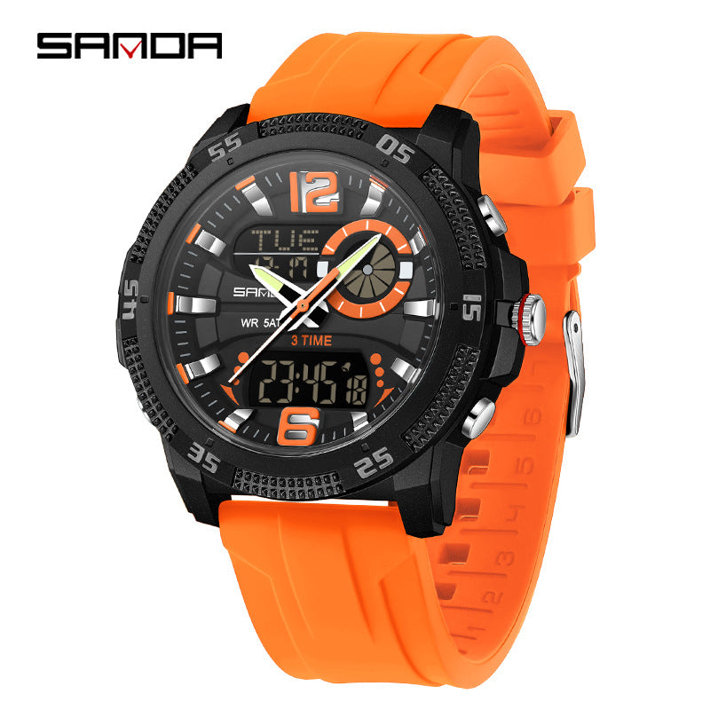 SANDA hommes montre électronique jeunesse réveil lumineux Sporty