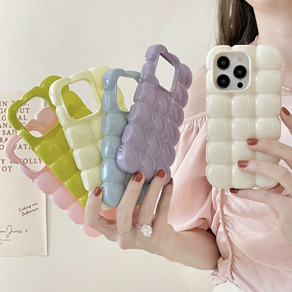 Coque de téléphone de gaufre d'oeuf de macarons de couleur solide