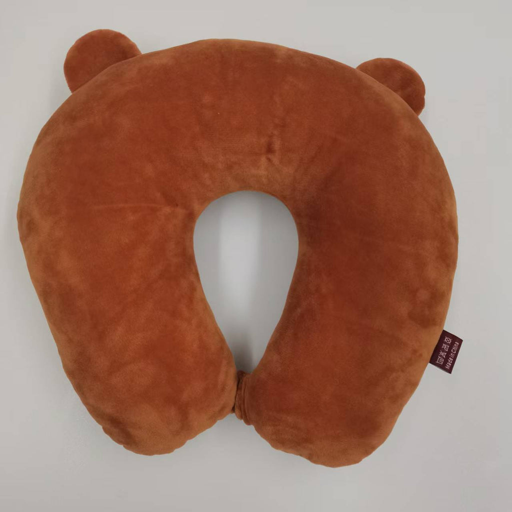 Mignon ours brun foncé UShaped Voyage Oreiller Oreiller en peluche souple soutien cou Oreiller