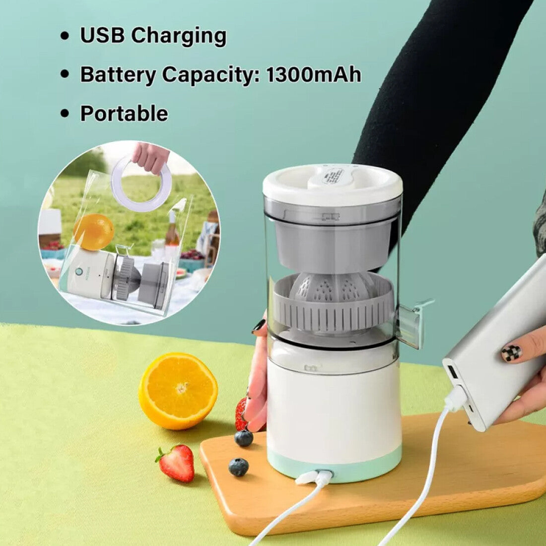 Chargeur USB électrique Jus Presseur Squeezer Orange Lemon Watermelon Juicer