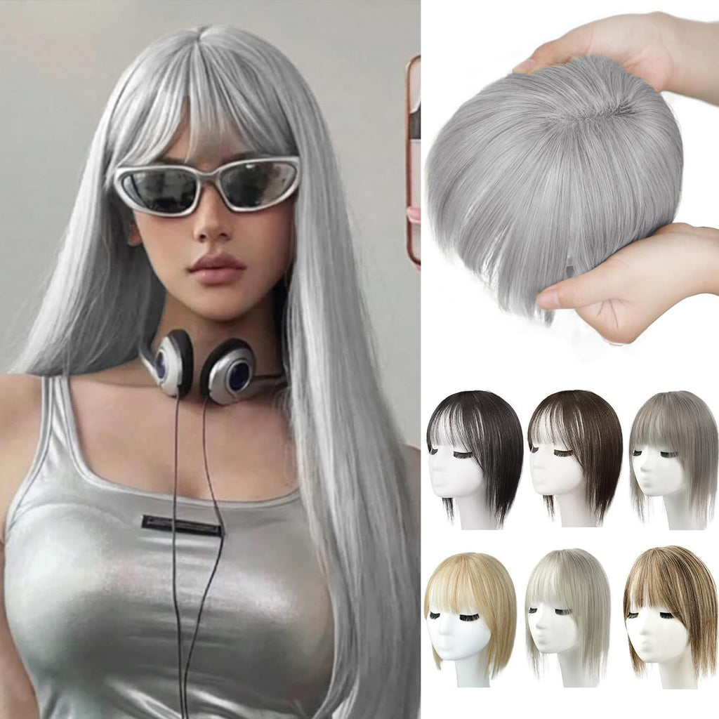 Wig Women's Natural Lightweight Breathable Cover Cheveux Gris Invisibles