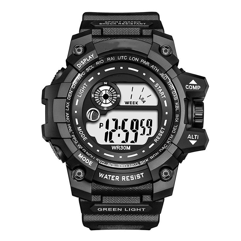 Montre électronique à affichage numérique lumineux étanche pour hommes et femmes