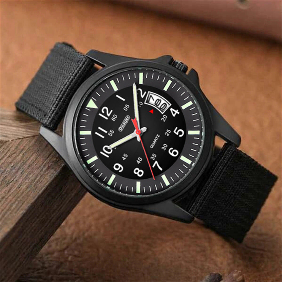 Montre à quartz en nylon lumineux pour hommes