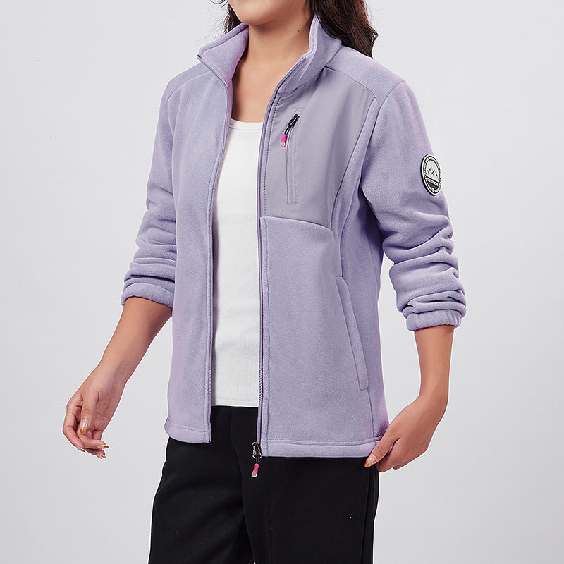 Veste polaire du couple avec un collier debout