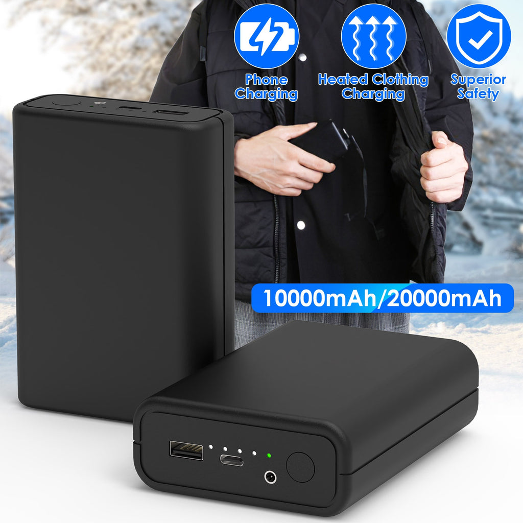 1Pc 10 000mAh OU 20 000mAh 5V 2A Banque de puissance pour vestes chauffées Vestes Pantalons Gants Écharpes