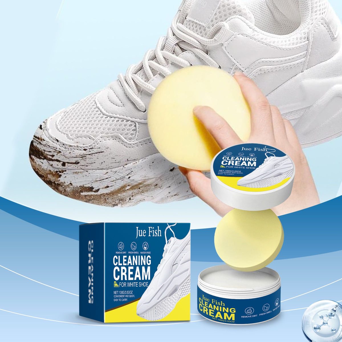 Crème de nettoyage de chaussures blanches JUE FISH
