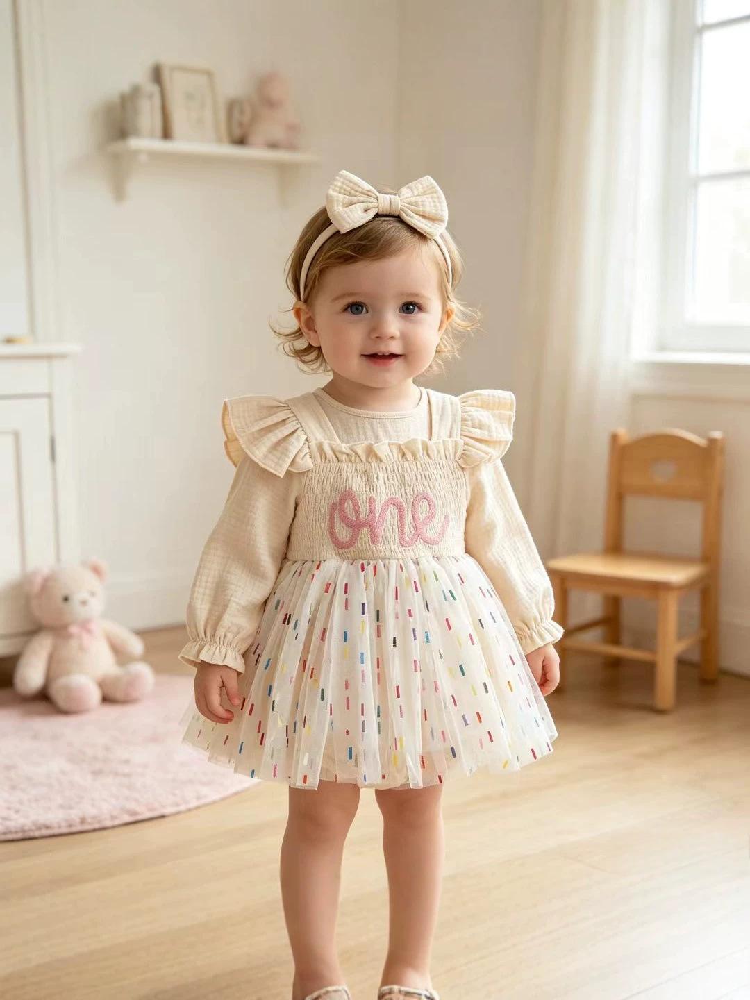 Mesh style anniversaire Pure coton col carré Dentelle Robe Puffy
