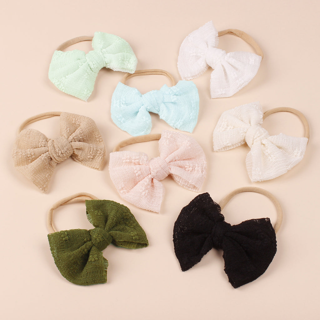 Bande de cheveux pour enfants Mesh Bow Hairband Nylon Narrow Headband Bow Hair Accessoires