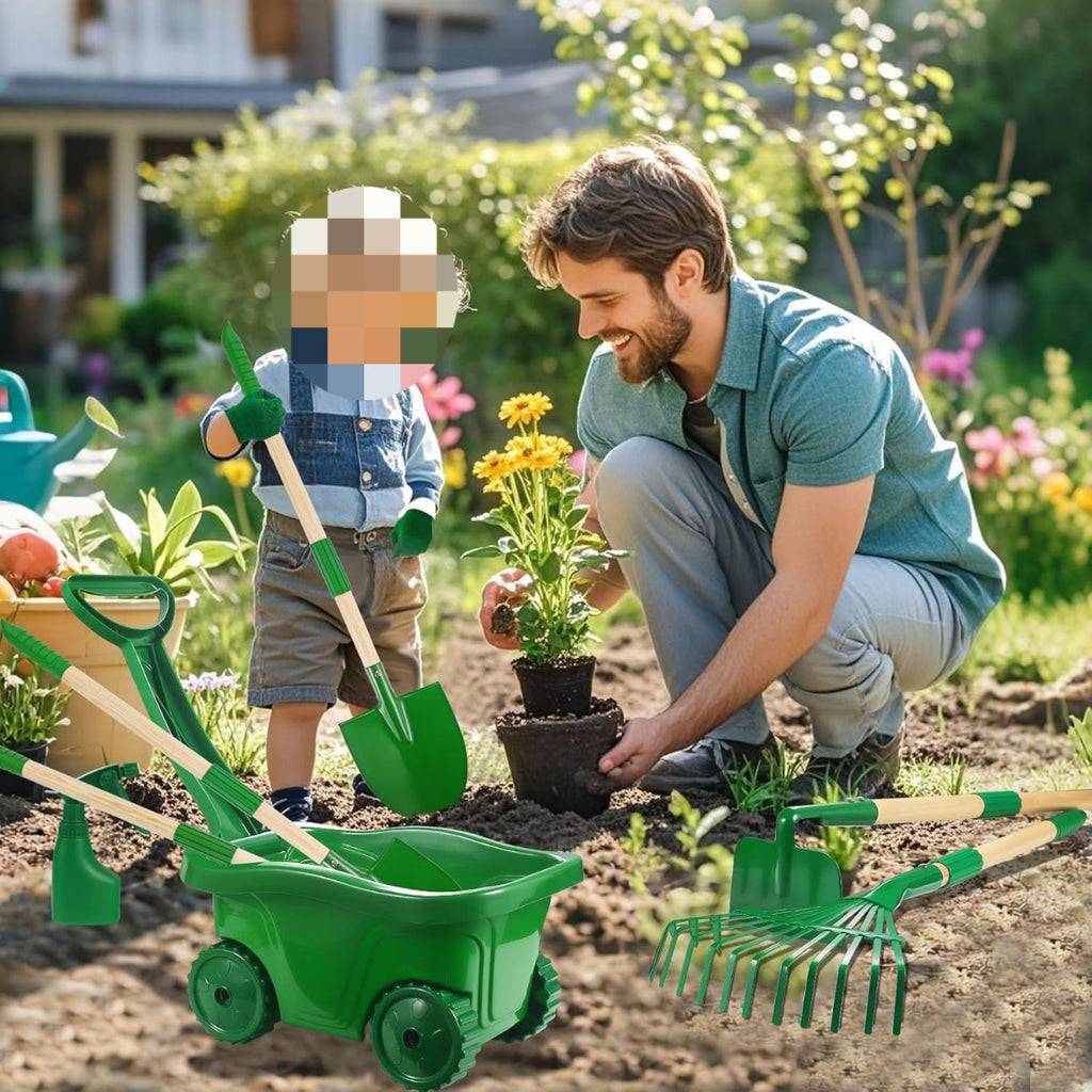 Ensemble d'outils de jardin vert 7 pièces