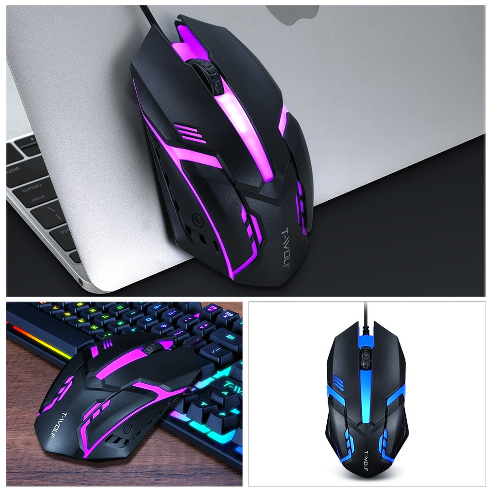 Wired Luminous Mouse USB Ordinateur de bureau RGB Notebook Office Jeu pas cher