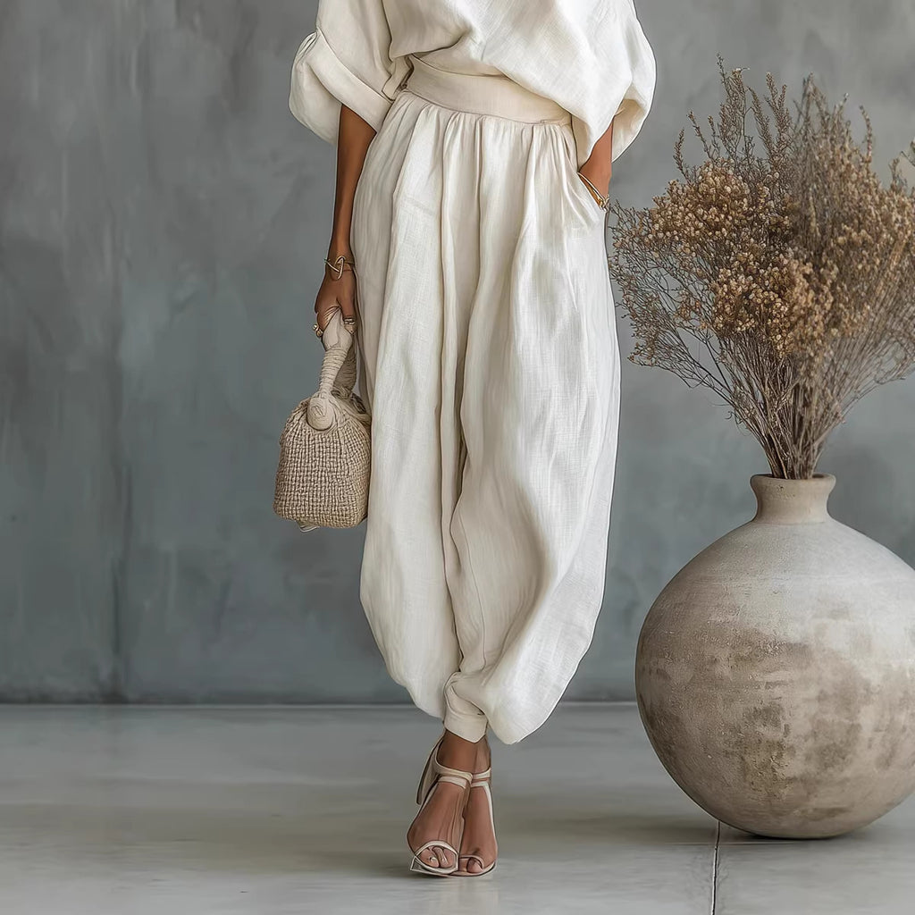European And American Spring Products Loose Wide-Leg Casual Loose Tops Lantern Pantalons Cotto