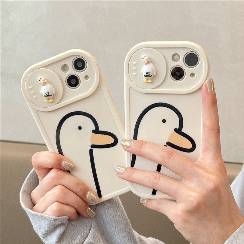 Housse de téléphone mobile en silicone de la fenêtre coulissante Duck Pattern