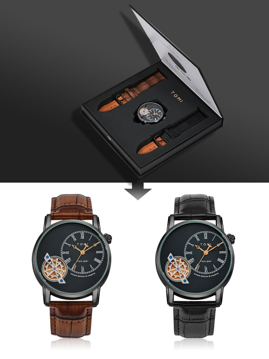 Quartz European Style Hollow-out boîte cadeau Montre étanche