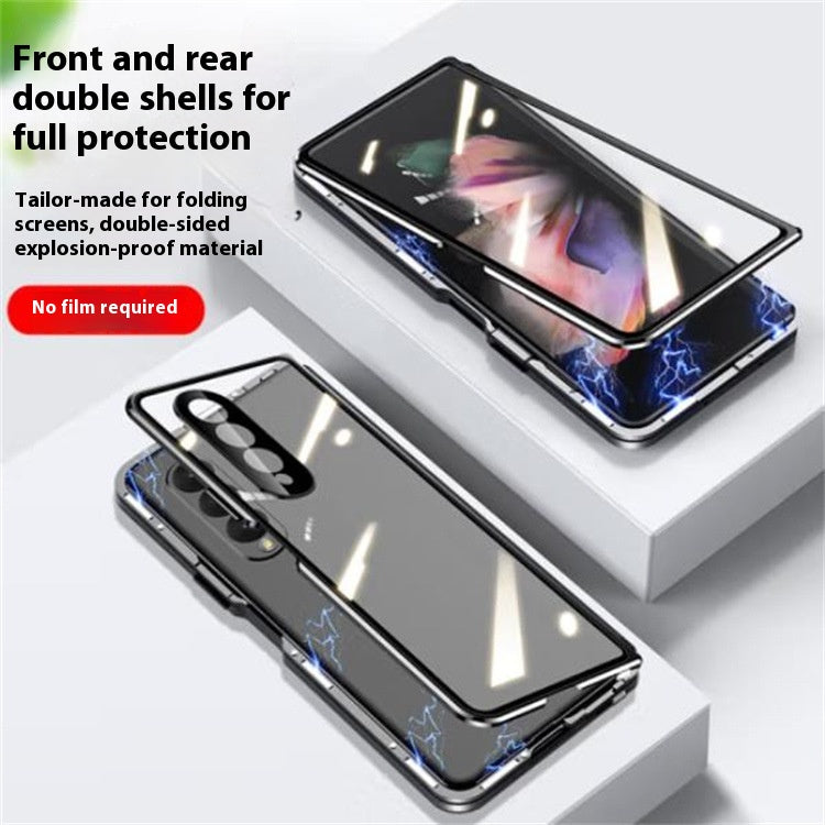 Étui de téléphone pliant à aspiration magnétique en verre entièrement enveloppé