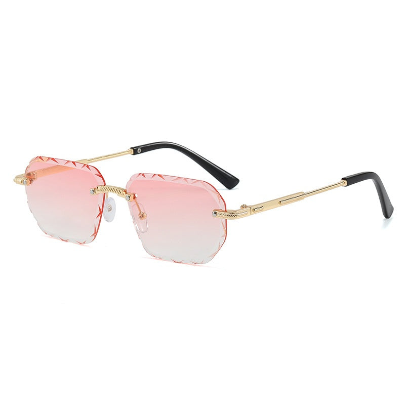 Lunettes de soleil sans cadre polygonale tendance pour femmes